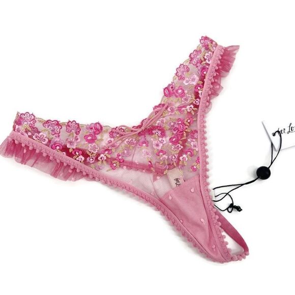 For Love And Lemons Other - For Love And Lemons Fan Floral Thong Panty Pink NWT